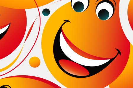 smiley faces on an orange backgroundの素材