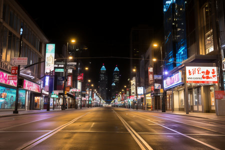 a city street at nightの素材