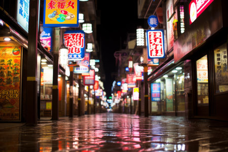 a city street at nightの素材