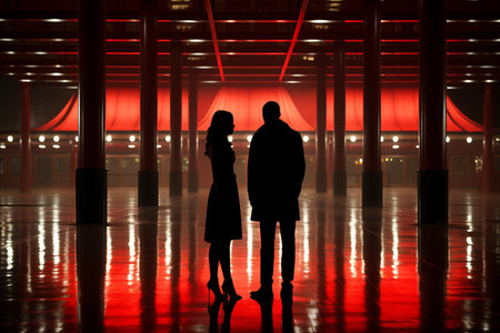 a man and a woman are standing in an empty roomの素材