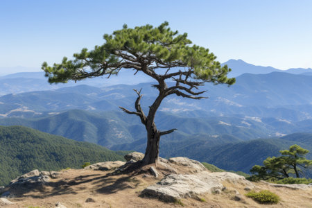 a lone tree on top of a mountainの素材
