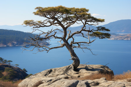 a tree on a rockの素材