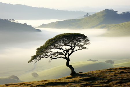 a tree on a hillの素材