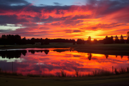 the sky is red and orangeの素材