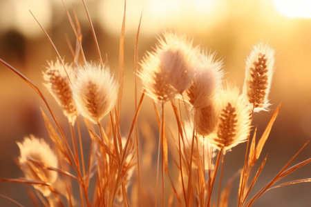 the sun is shining on a field of grassの素材