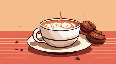 a cup of coffee with a swirl on itの素材