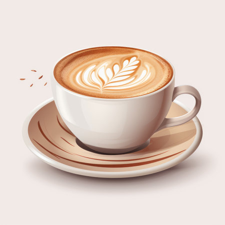 a cup of cappuccino is shown on a saucerの素材