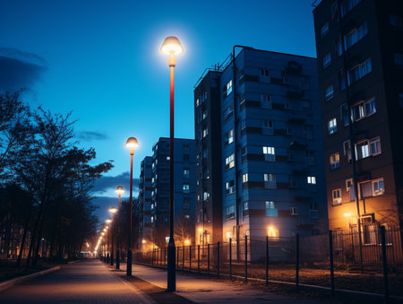 a row of tall buildingsの素材
