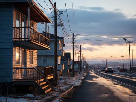 power lines on the side of the roadの素材
