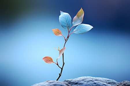a plant growing out of a rockの素材