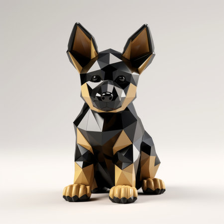 german shepherd dog statue 3d printed low polyの素材