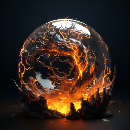 an image of a fire ball in a glass ballの素材
