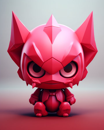 an image of a red toy with horns on its headの素材