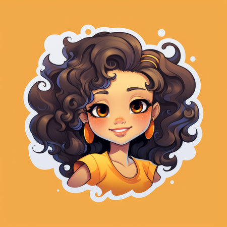 an illustration of a girl with curly hairの素材