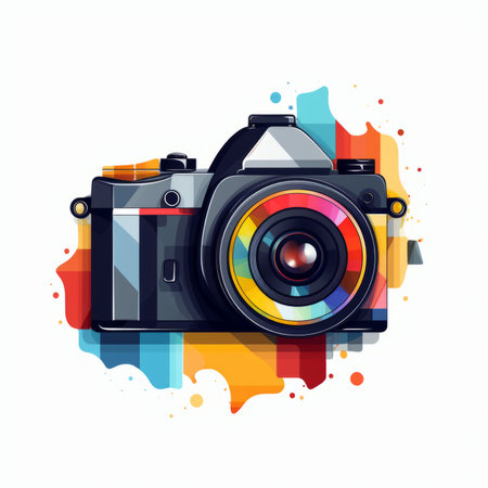 an illustration of a camera on a white backgroundの素材