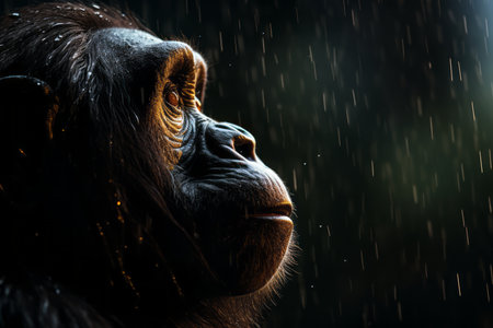 an image of a chimpan in the rainの素材