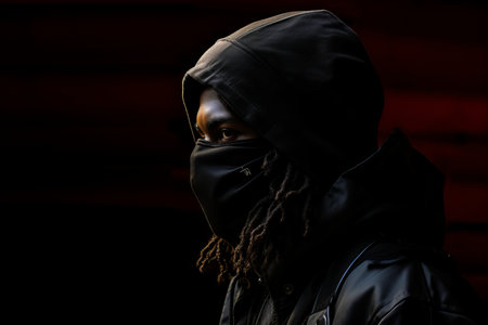 a man with dreadlocks wearing a black hoodieの素材