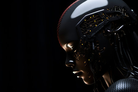 an image of a robot with glowing eyesの素材