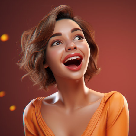 an illustration of a woman with her mouth wide openの素材