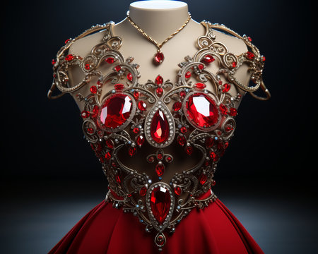 a red dress with jewels on itの素材