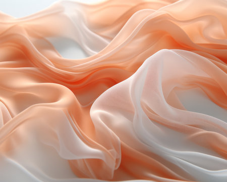 a close up view of an orange and white fabricの素材