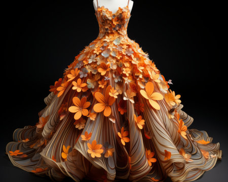 a dress made of paper flowers on a mannequinの素材