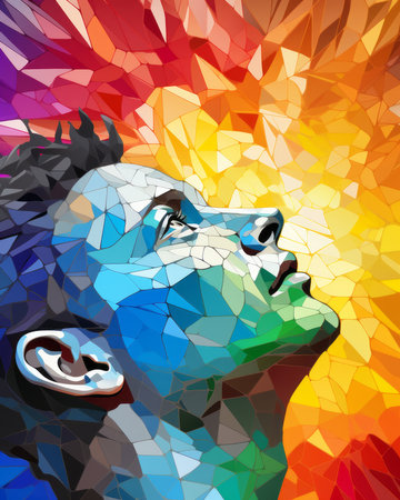 a mans head is in the shape of a rainbowの素材