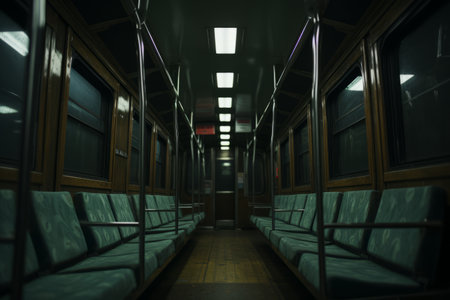the inside of a subway carの素材