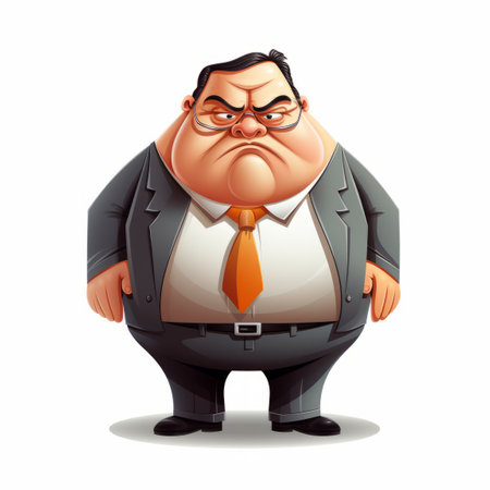 cartoon fat man in business suit and tieの素材