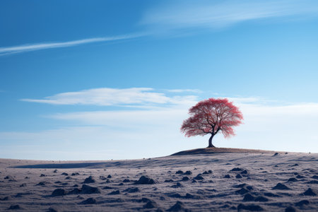 a lone tree in the middle of a fieldの素材