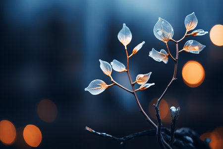 a plant with white flowers in front of a dark backgroundの素材