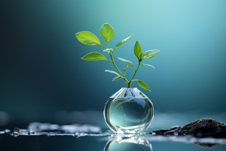 a small plant is sitting in a glass vaseの素材