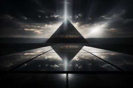 an image of a pyramid with light shining through itの素材