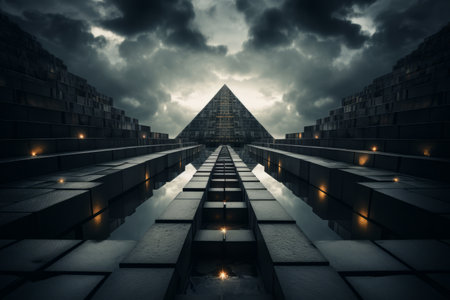 an image of a pyramid under a cloudy skyの素材