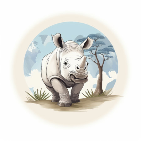 the rhino is standing in front of the world mapの素材