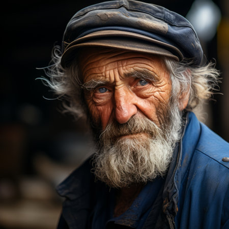 an old man with a beard and hatの素材