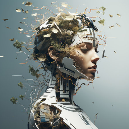 an image of a woman with a robot headの素材