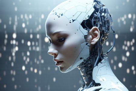 artificial intelligence in the form of a female robotの素材