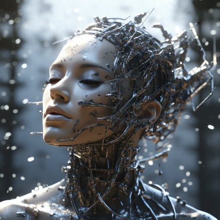 an image of a woman with a robot headの素材