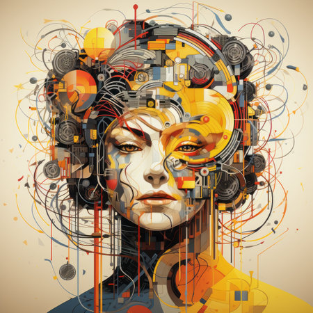 digital art illustration of a womans headの素材