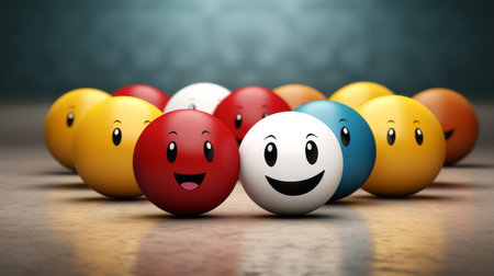 a group of colorful eggs with smiley facesの素材