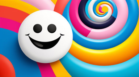 a smiley face on a colorful backgroundの素材