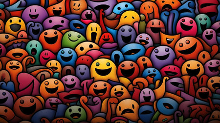 a large group of colorful emoticions are shown in this imageの素材