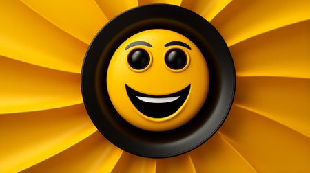 a smiley face on a yellow backgroundの素材