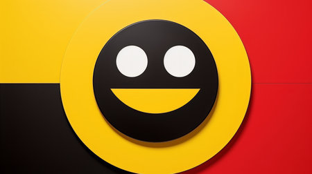 a smiley face on a red yellow and black backgroundの素材