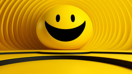 a yellow smiley face on a yellow backgroundの素材