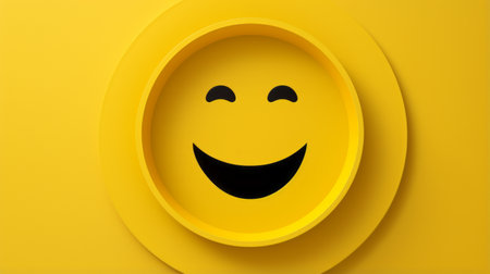 a yellow smiley face on a yellow backgroundの素材
