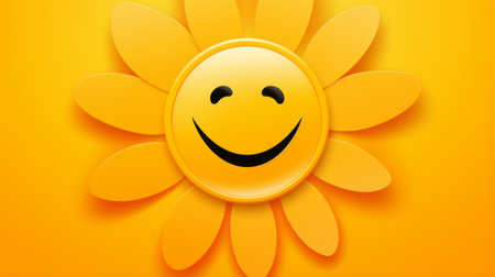 a yellow smiley face on an orange backgroundの素材