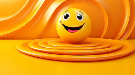 an orange smiley face sitting on top of an orange waveの素材
