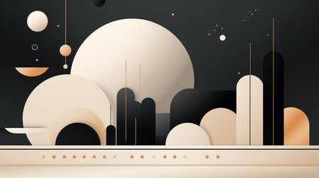 an abstract illustration of a city in the style of art decoの素材